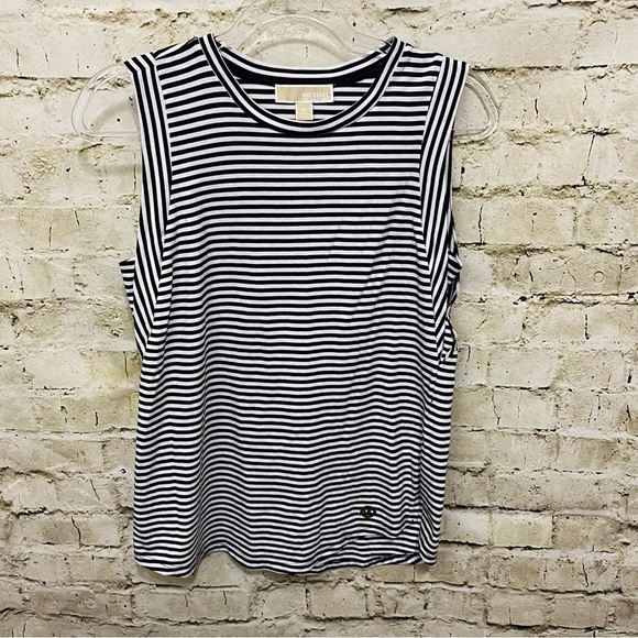 Michael Kors Black White Striped Sleeveless Top - Picture 1 of 6